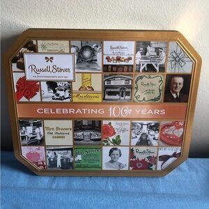 Gold Storage Tin Russell Stover 100th Anniversary Box